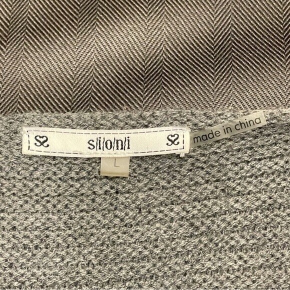 SIONI Women's Cardigan Oversized Gray Ribbed Cozy Sweater Size Large - Picture 9 of 9